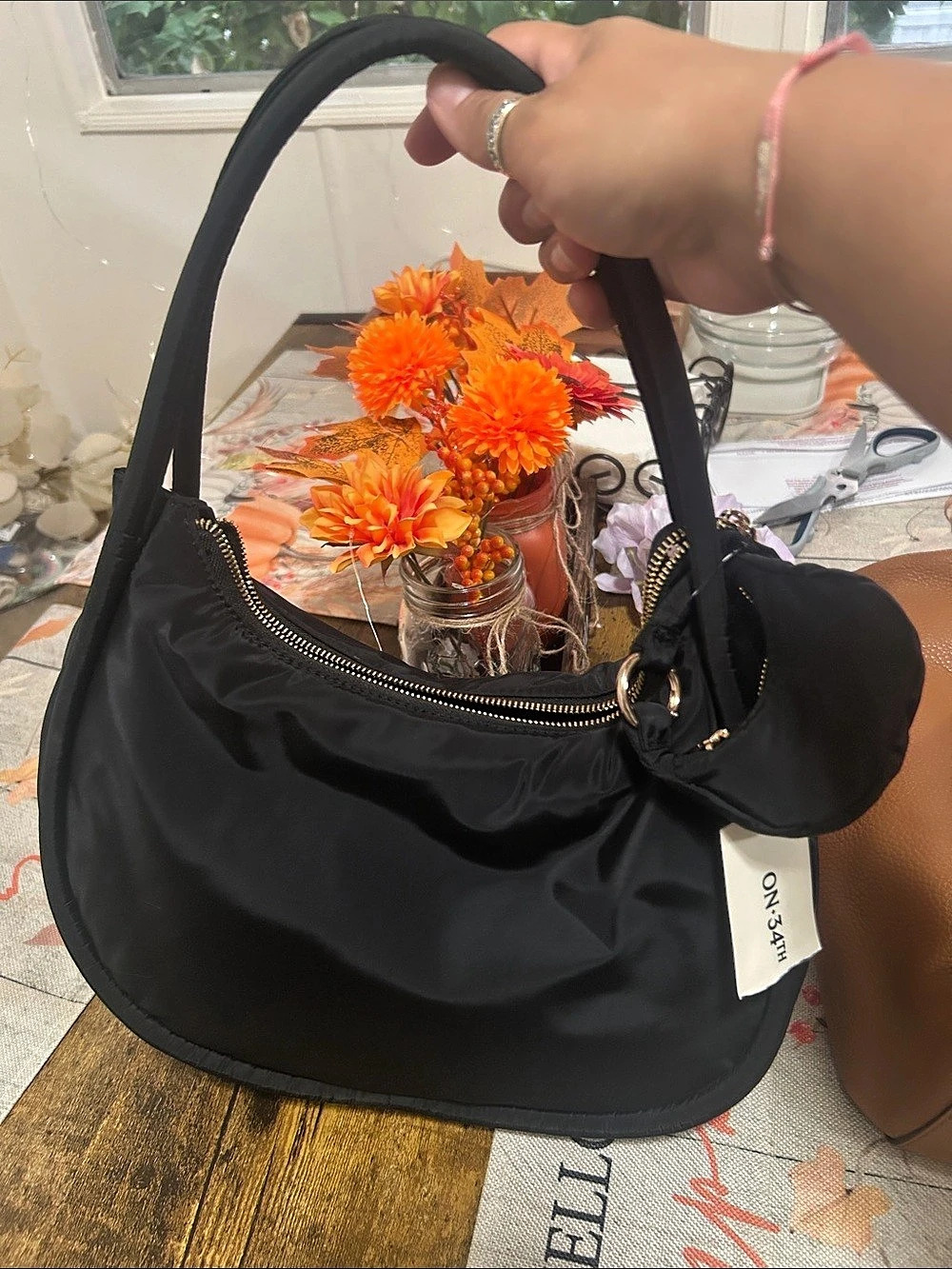 ON:34TH Harlowwe Mini Nylon Hobo Bag Black